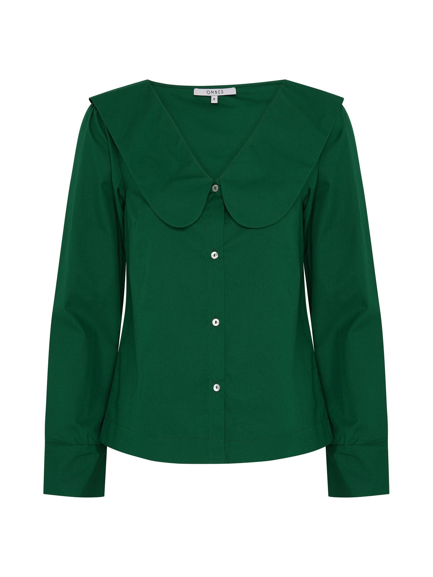 Caitlin Oversized Collar Blouse in Green