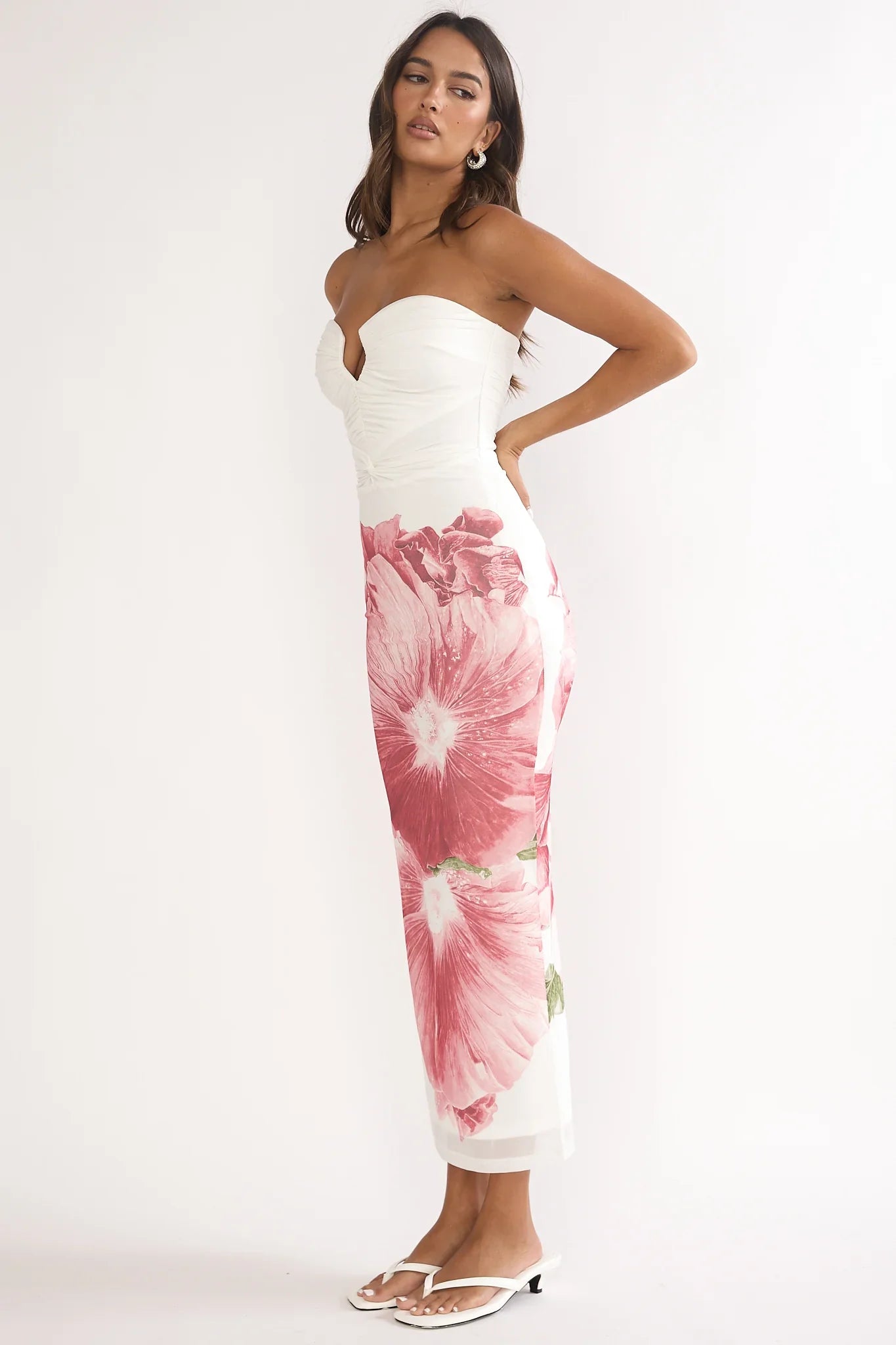 Lahita Strapless Midi Dress Hibiscus Fuchsia