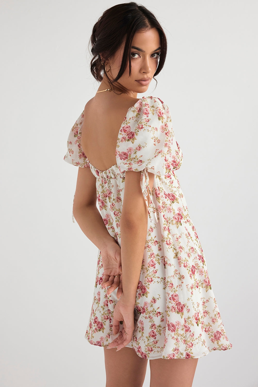 rose print mini dress - sale