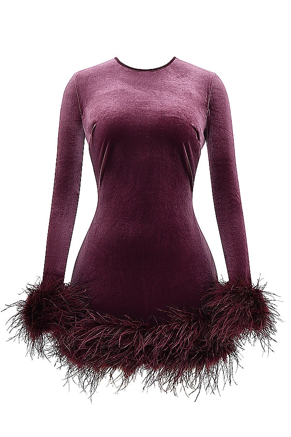 mulberry velvet mini dress