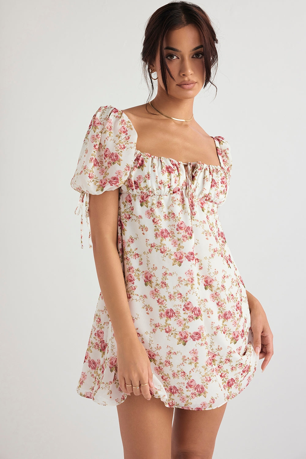 rose print mini dress - sale
