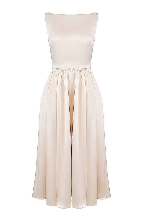vintage cream midi dress