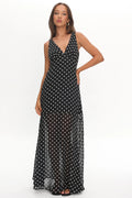 Rosewood V-Neckline Maxi Dress Polka Dot Black