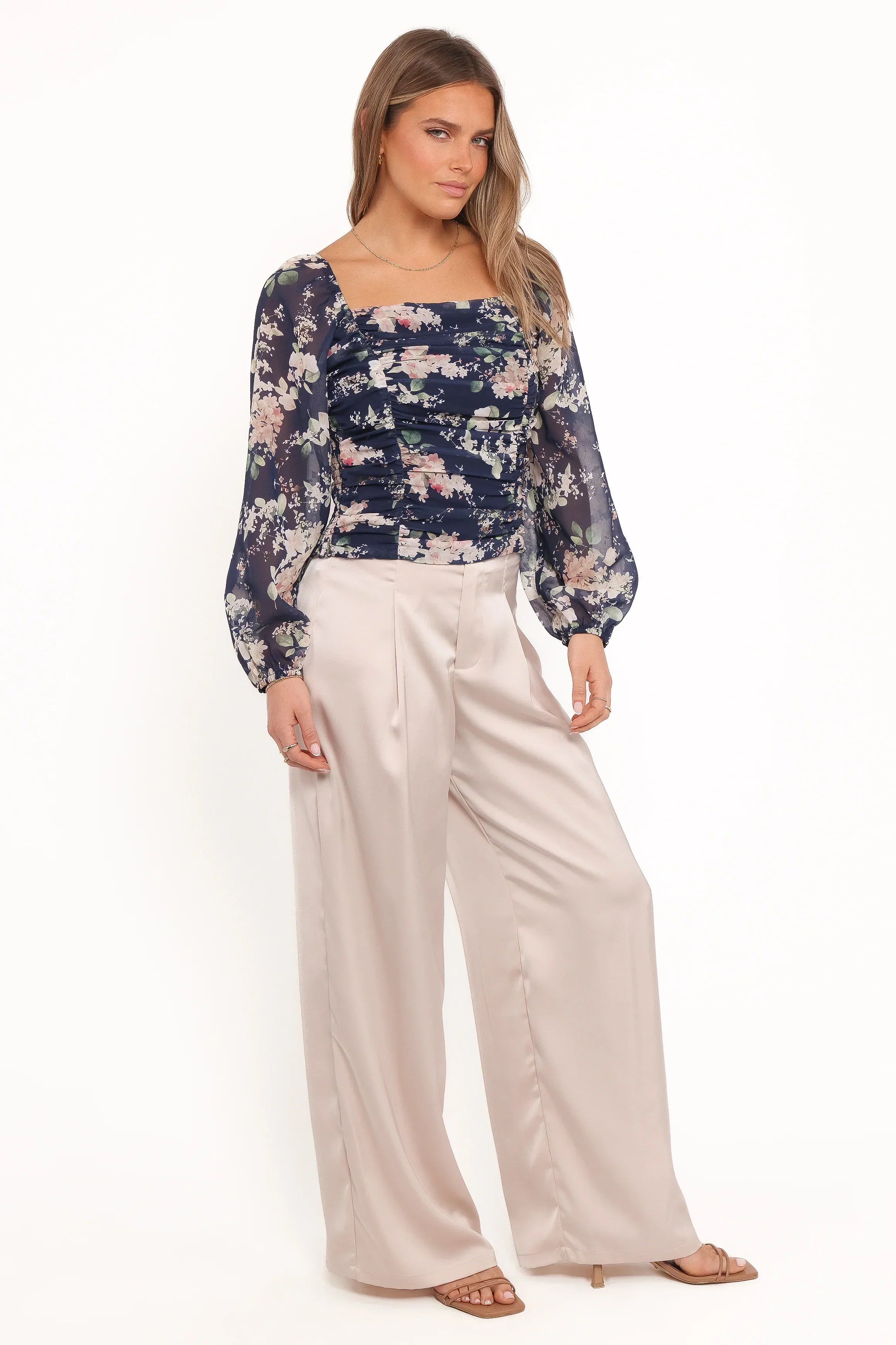 Maia Long Sleeve Top - Navy Floral
