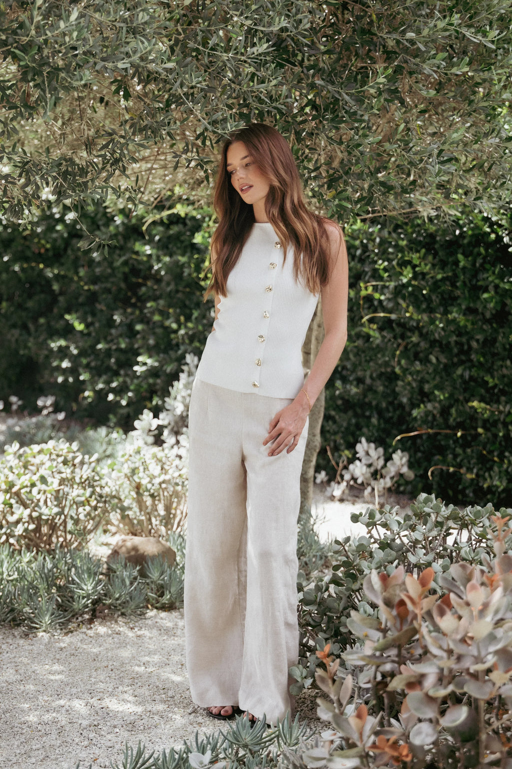 Lysa Knit Vest Top - White