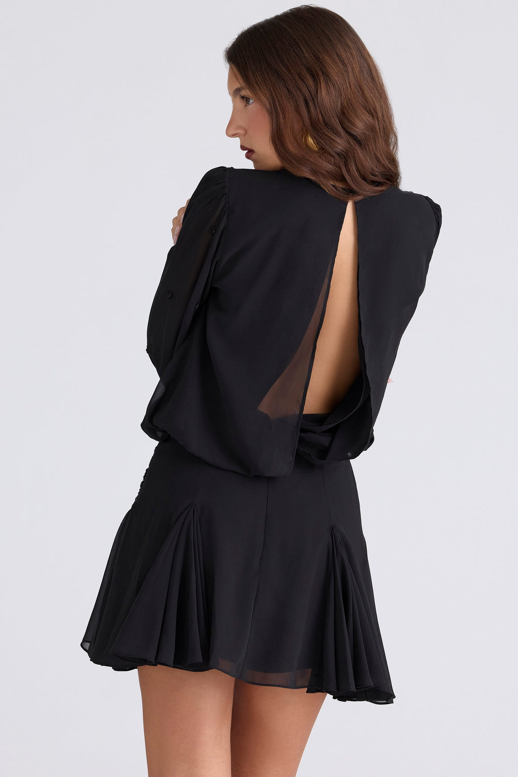 black hand beaded georgette mini dress - limited edition
