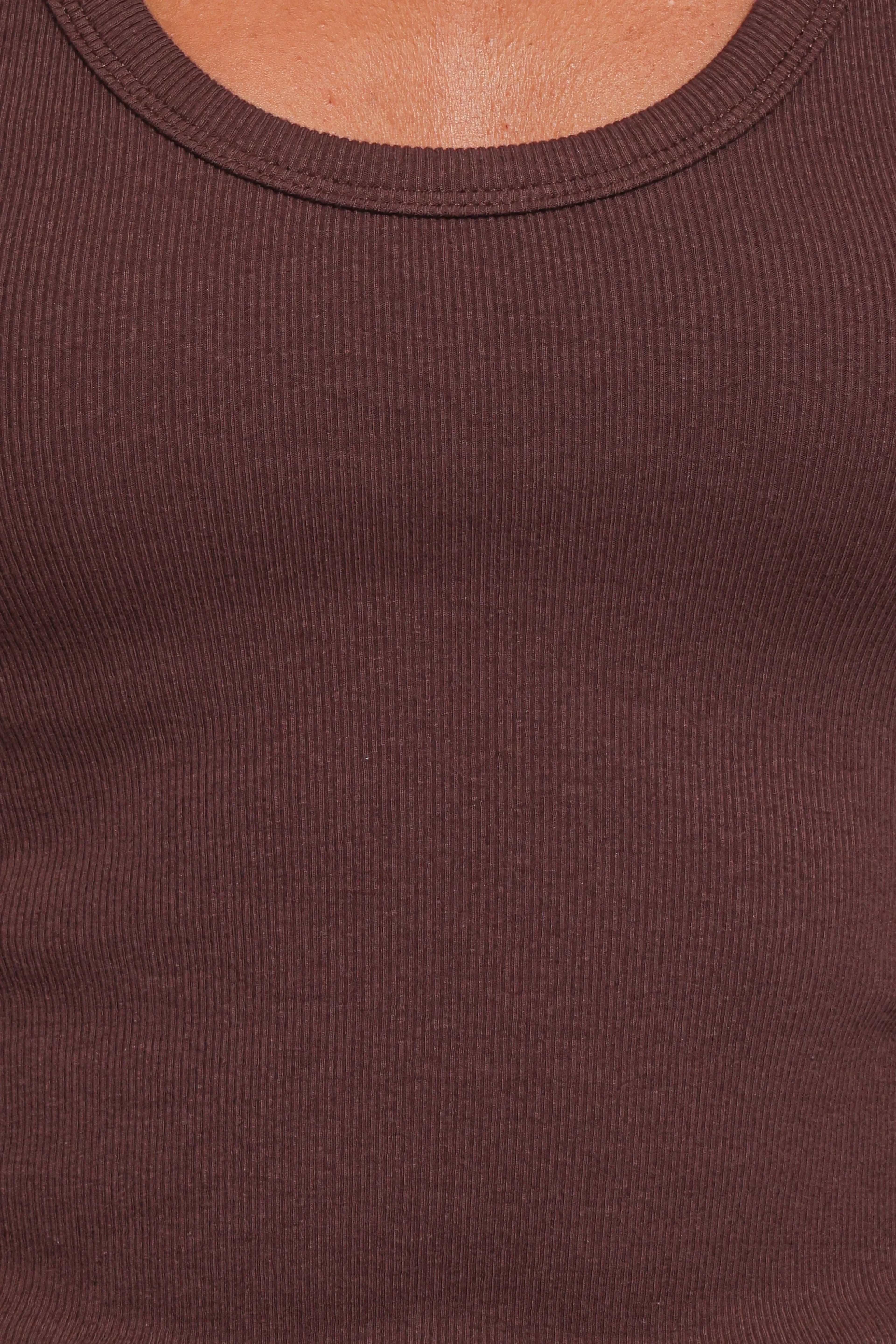 Miles Racerback Rib Knit Tank Top - Espresso