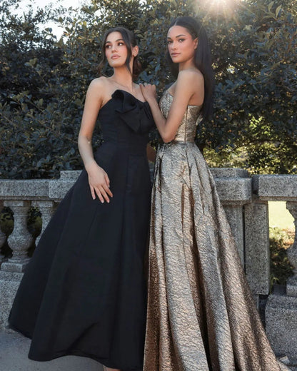 Gold One Shoulder Metallic Ball Gown