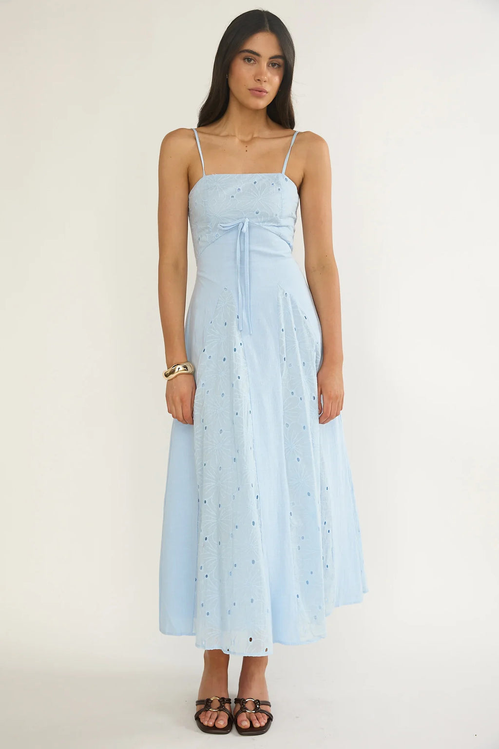 Shaye Embroidery Insert Maxi Dress Blue