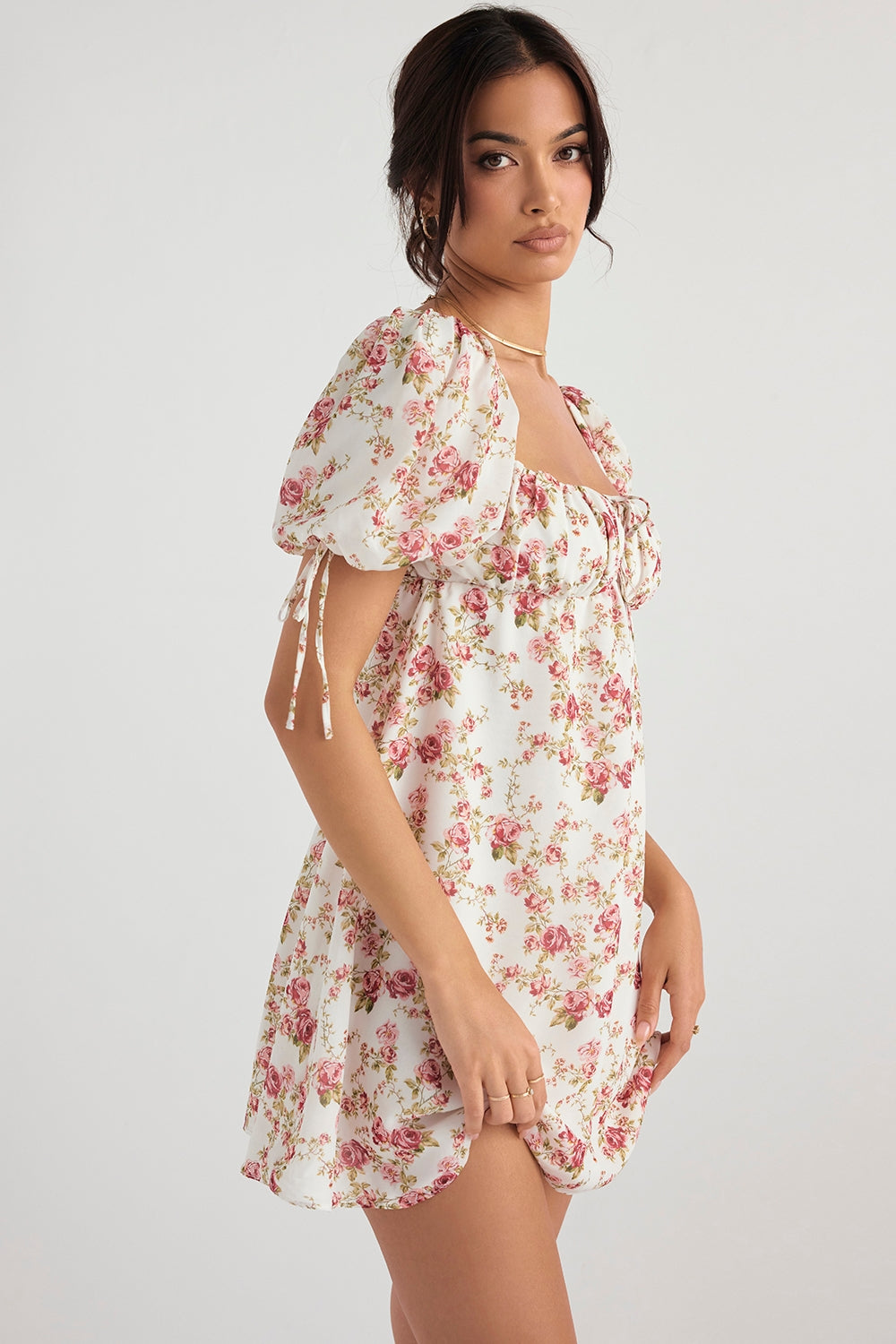 rose print mini dress - sale