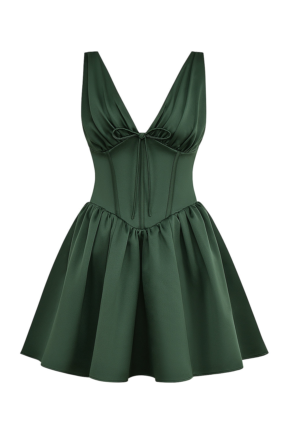 forest green satin mini dress
