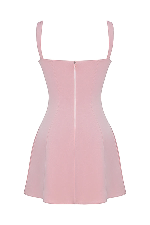 rose satin and lace mini dress