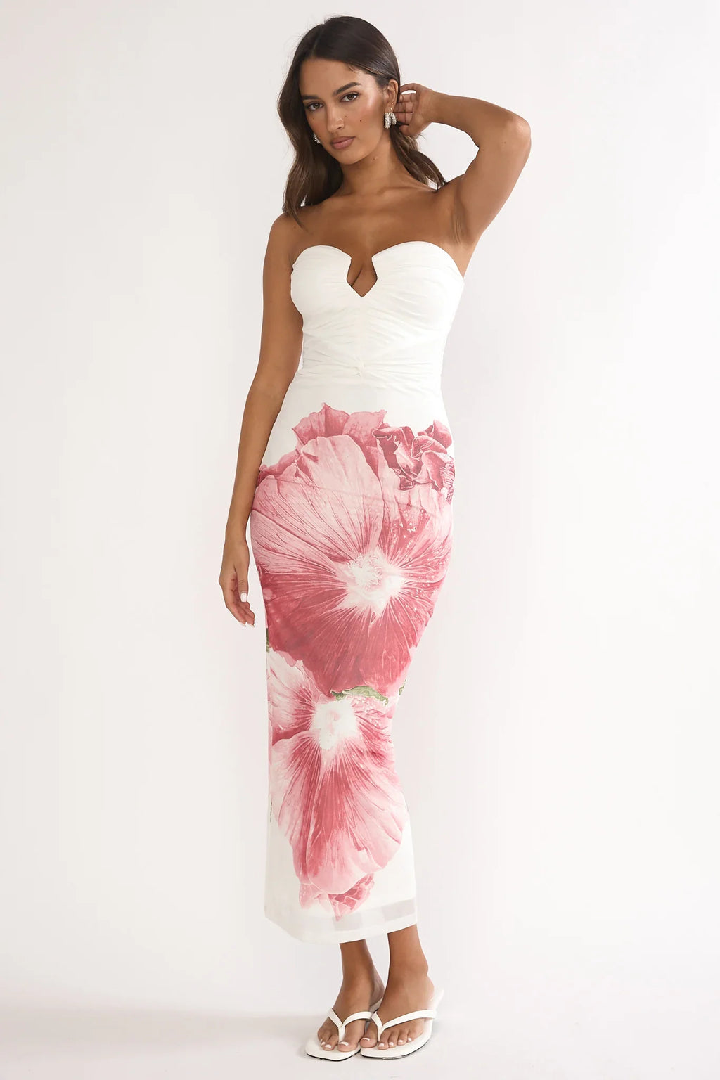 Lahita Strapless Midi Dress Hibiscus Fuchsia