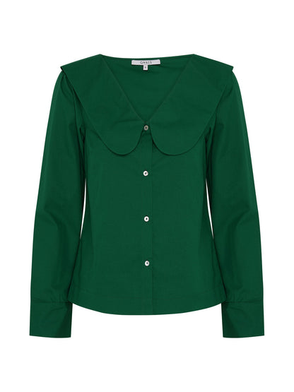 Caitlin Oversized Collar Blouse in Green