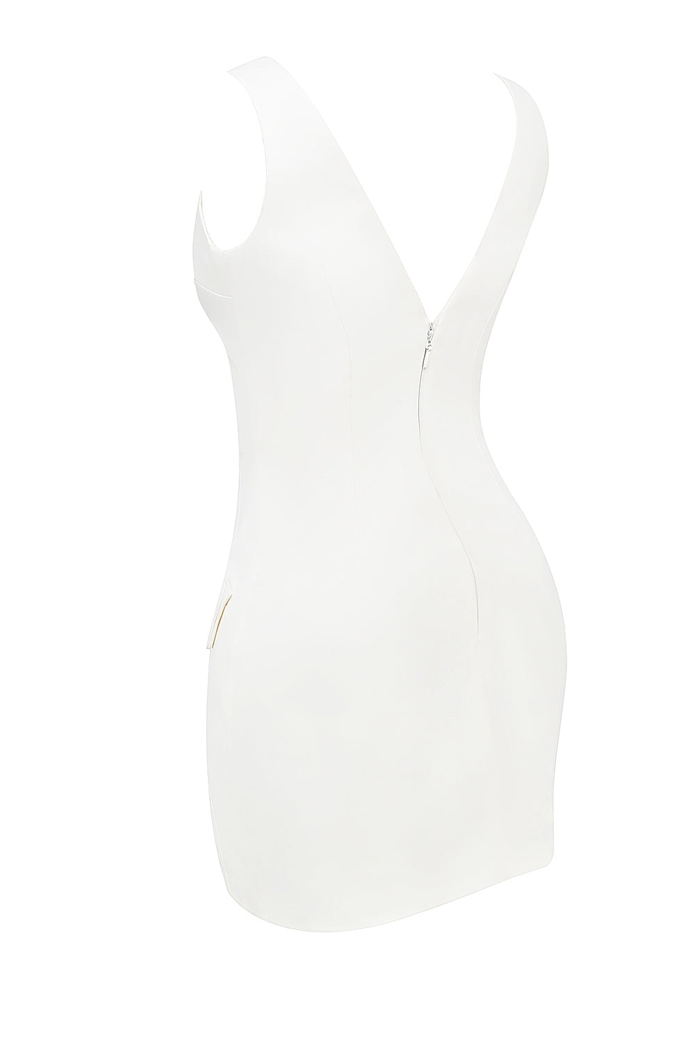 white plunge mini dress