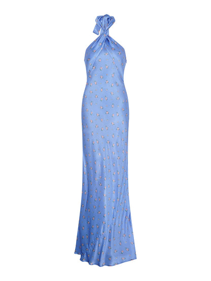 Arles Floral Dress in Light Blue