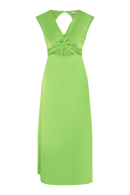 Marin Twist Satin Dress in Green