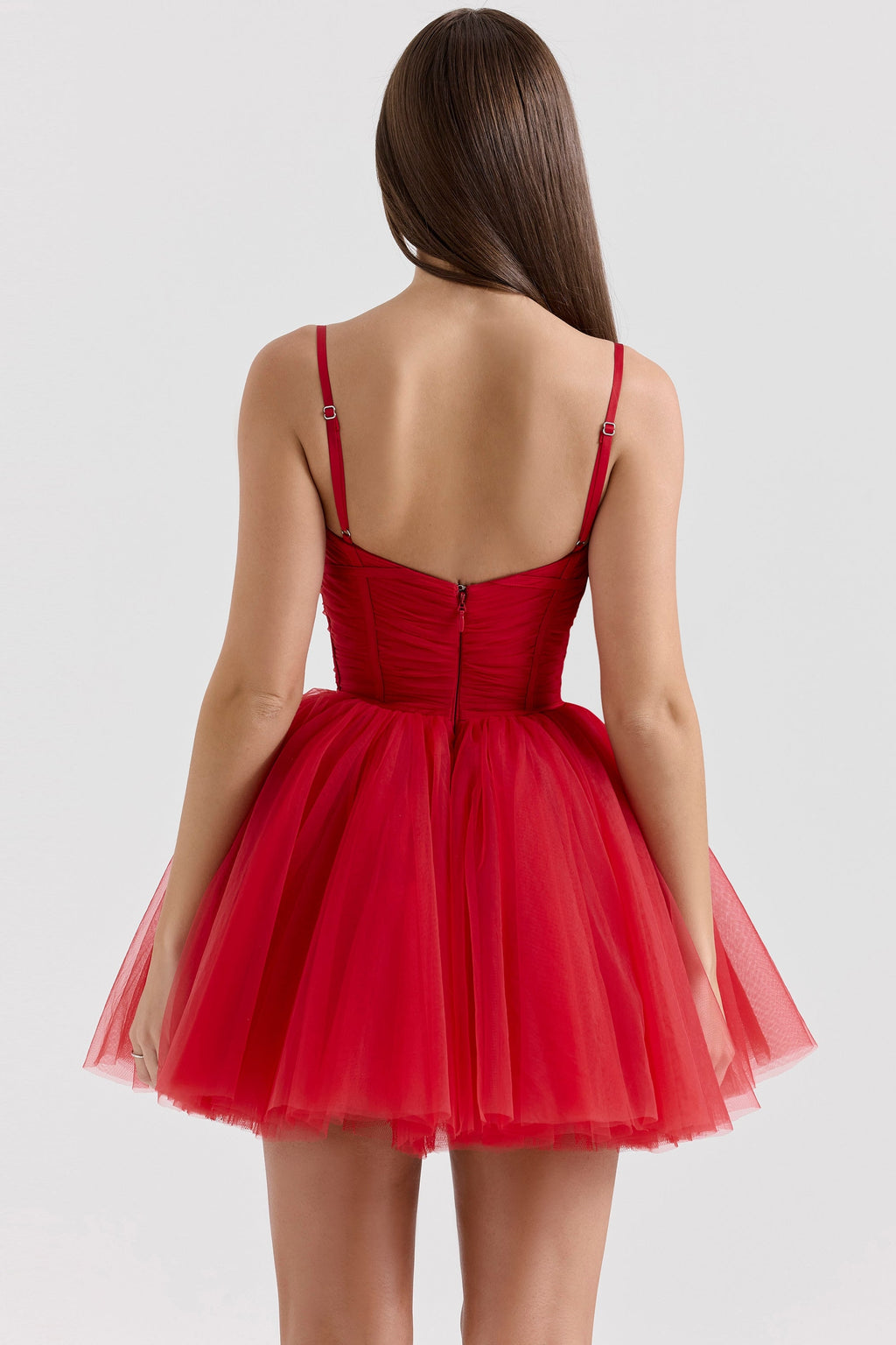 holly red tulle mini dress