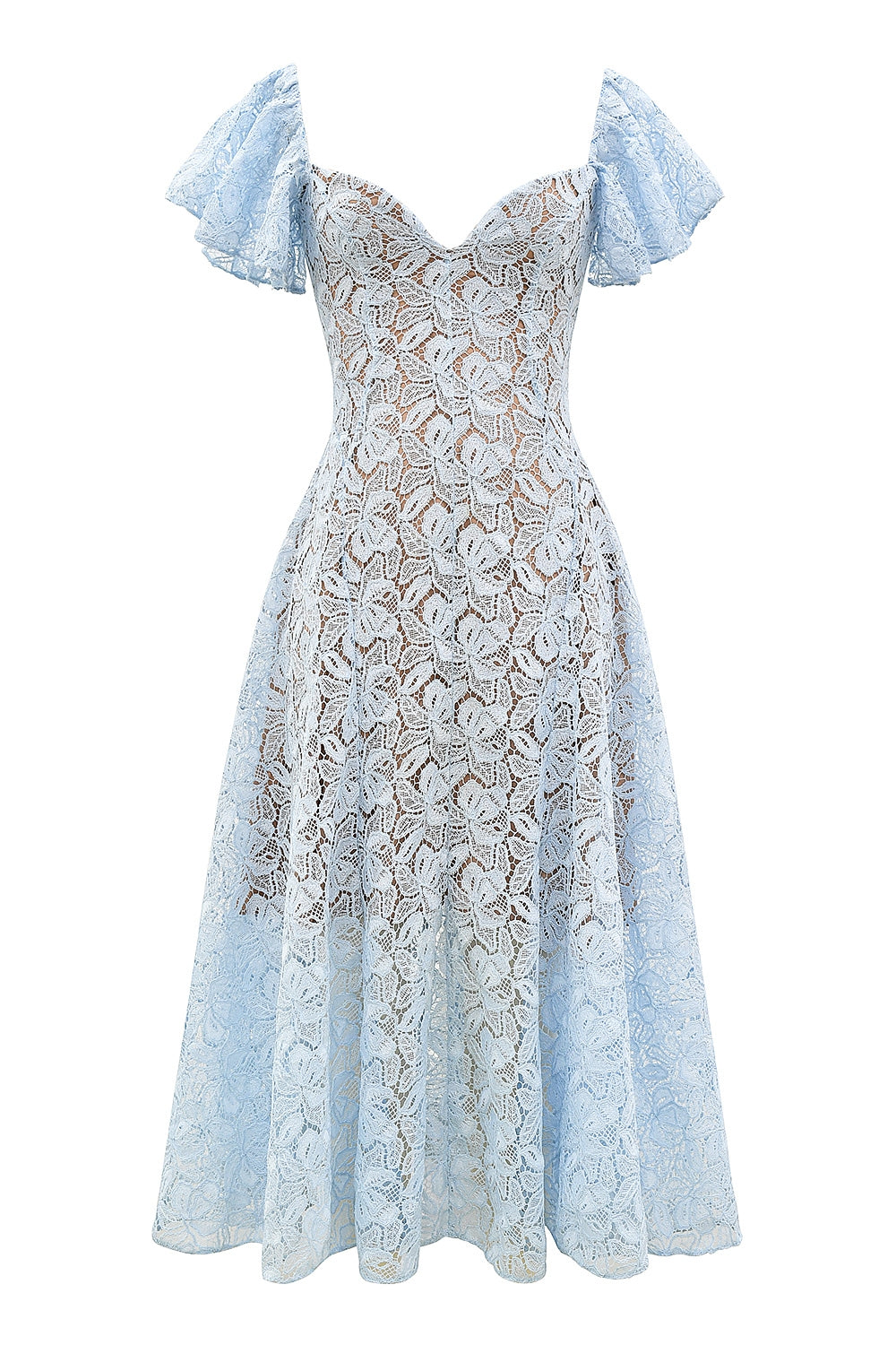 bluebell floral lace midi dress