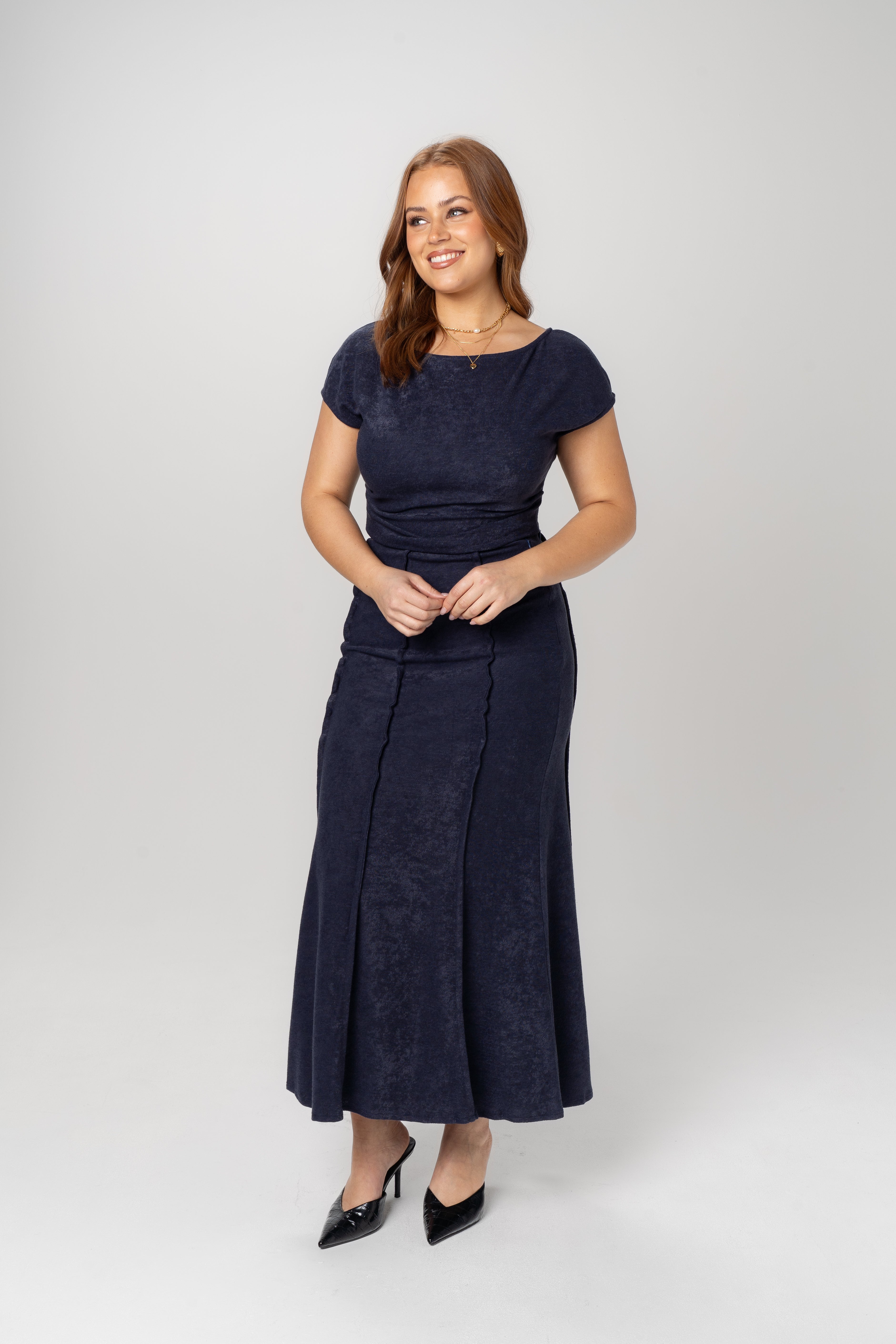 Althea Blue Two Piece Set - Cropped Top & Maxi Skirt