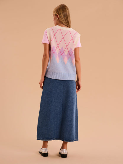Bobbi Fluffy Argyle Vest