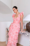 Caterina Ruffle Trim Tiered Maxi Dress