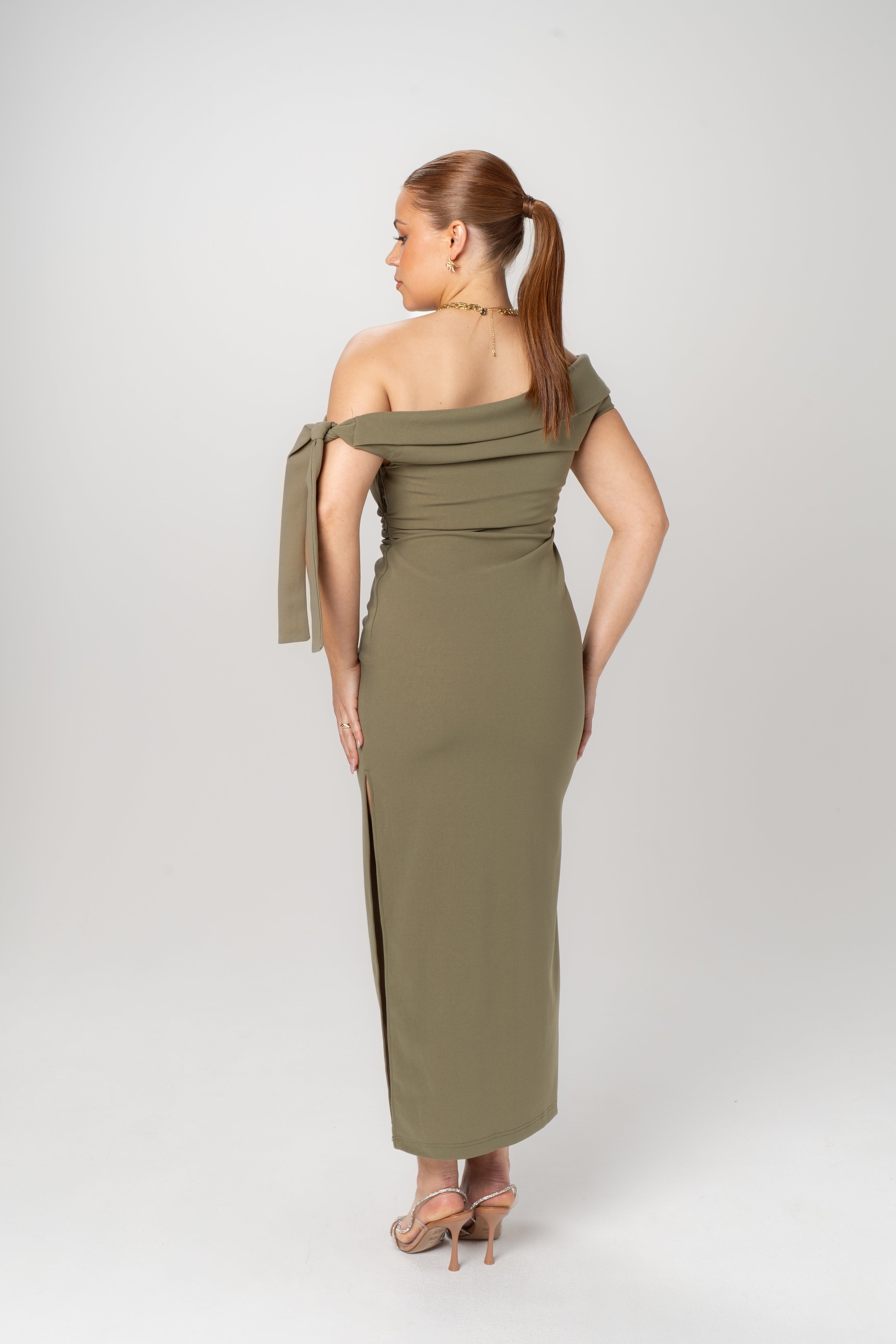 Cynthia Off-Shoulder Red Midi Dress