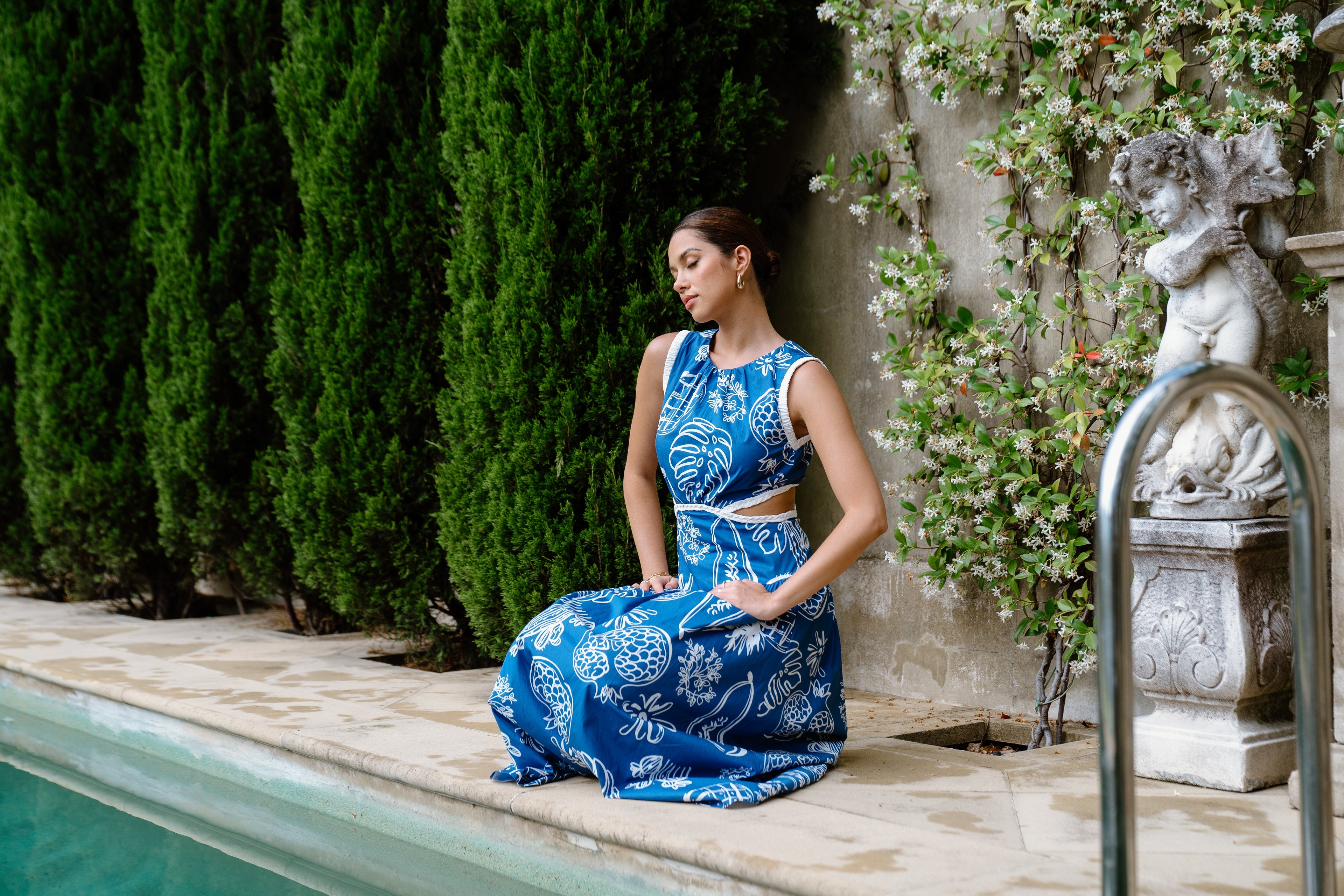 Isla Midi Dress with White Trim