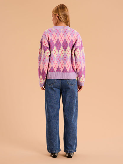 Henni Argyle Cardigan in Purple