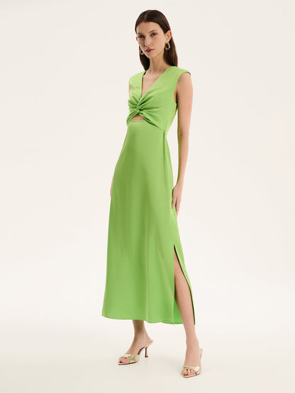 Marin Twist Satin Dress in Green