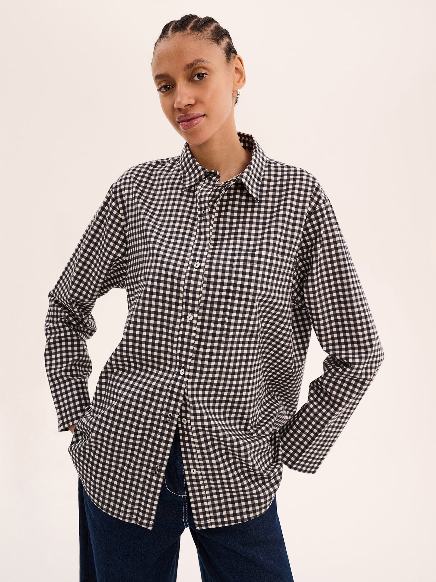 Nala Check Tie Back Shirt in Mono