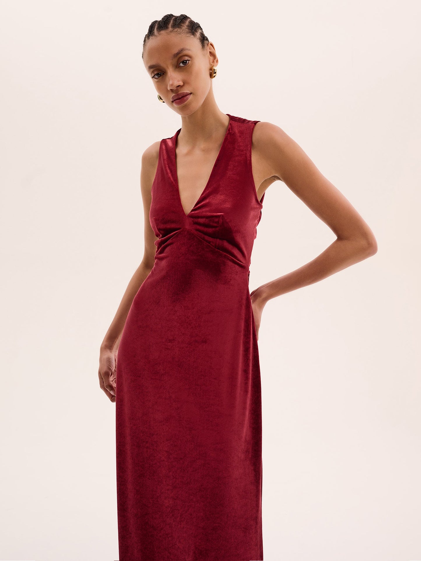 Nova Velvet Dress in Red