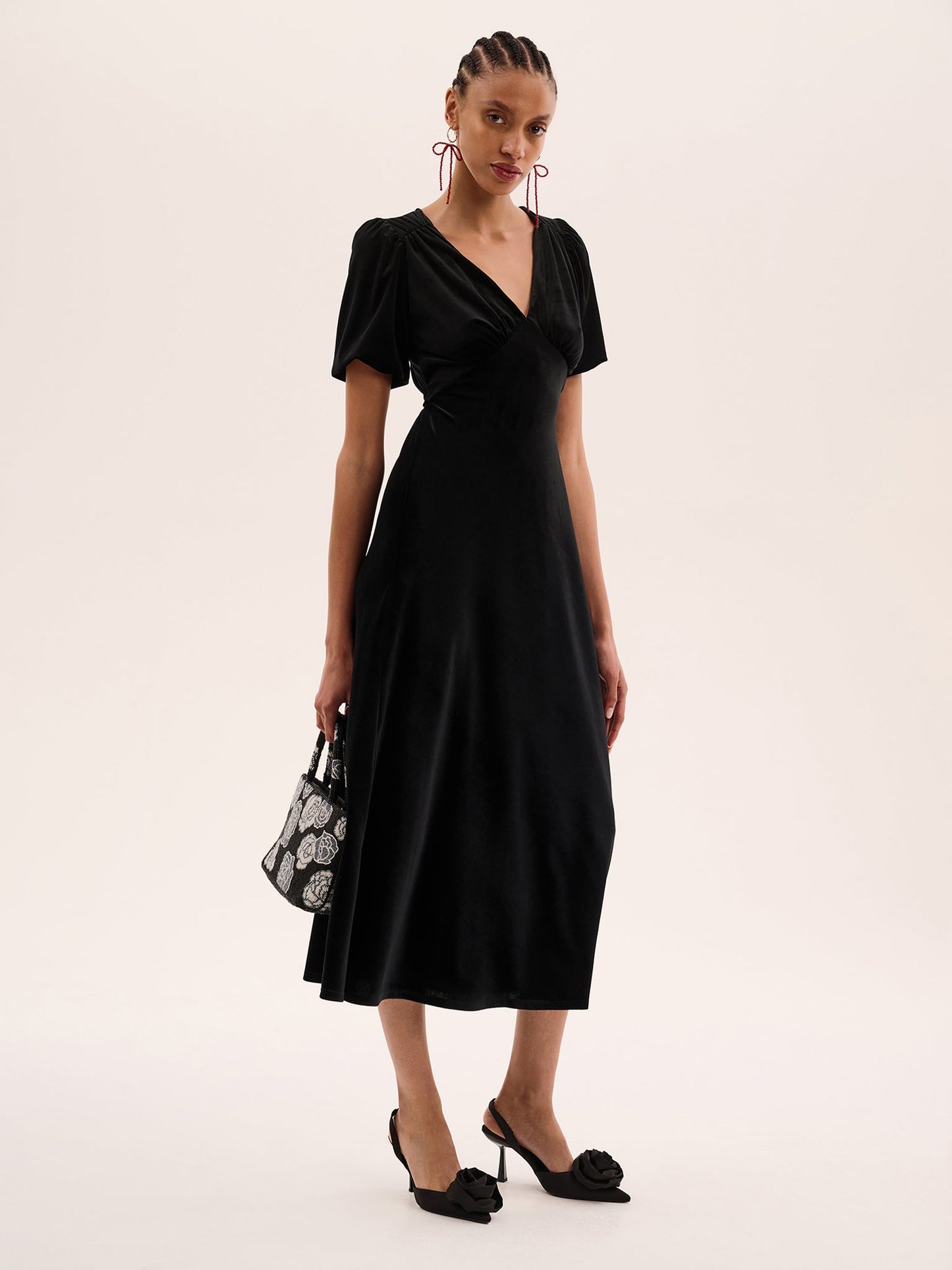 Rosie Velvet Dress in Black