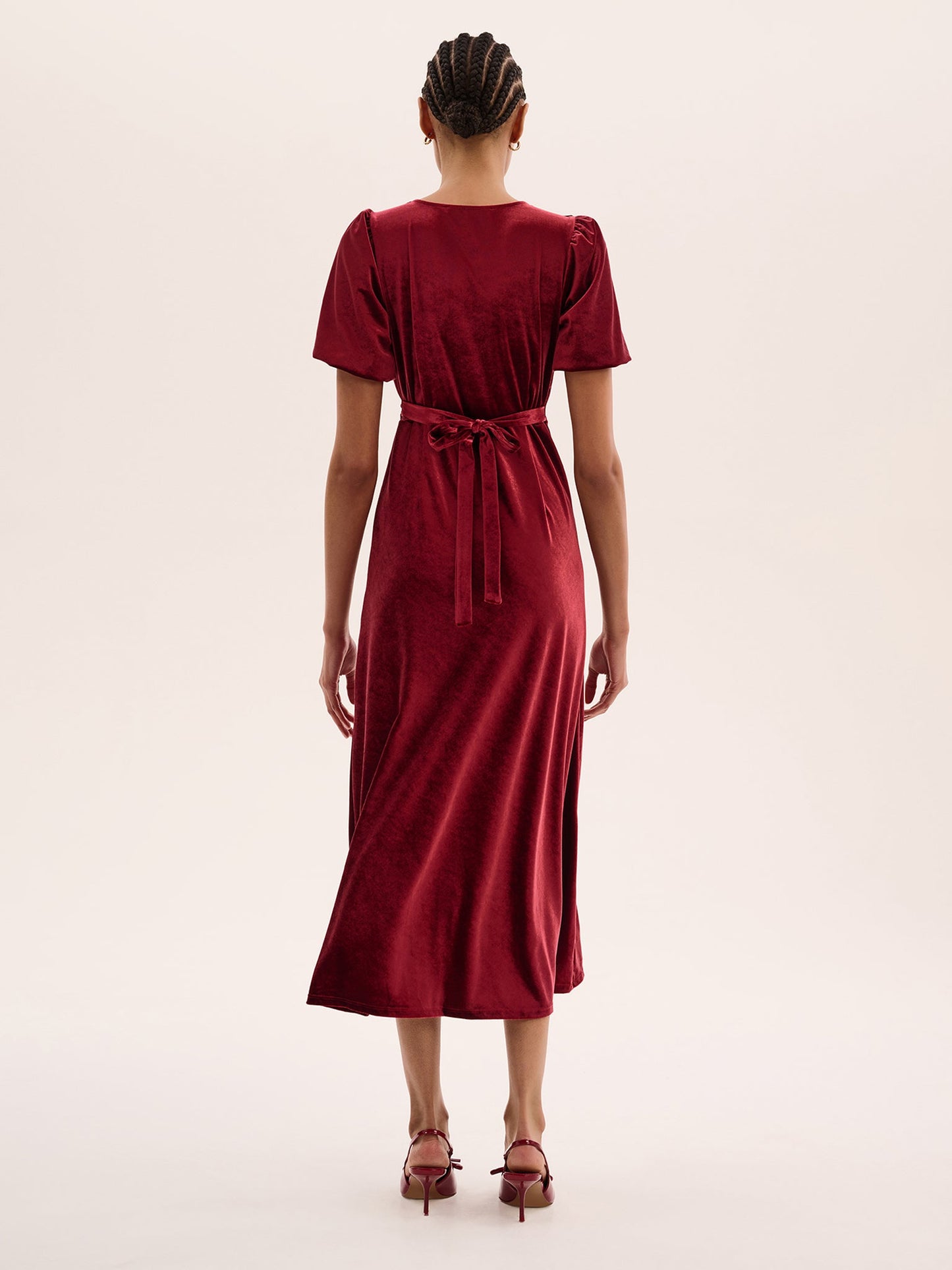 Rosie Velvet Dress in Red