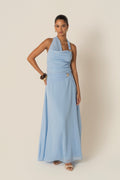 Xander Blue Halter Neck Top & Maxi Skirt Set