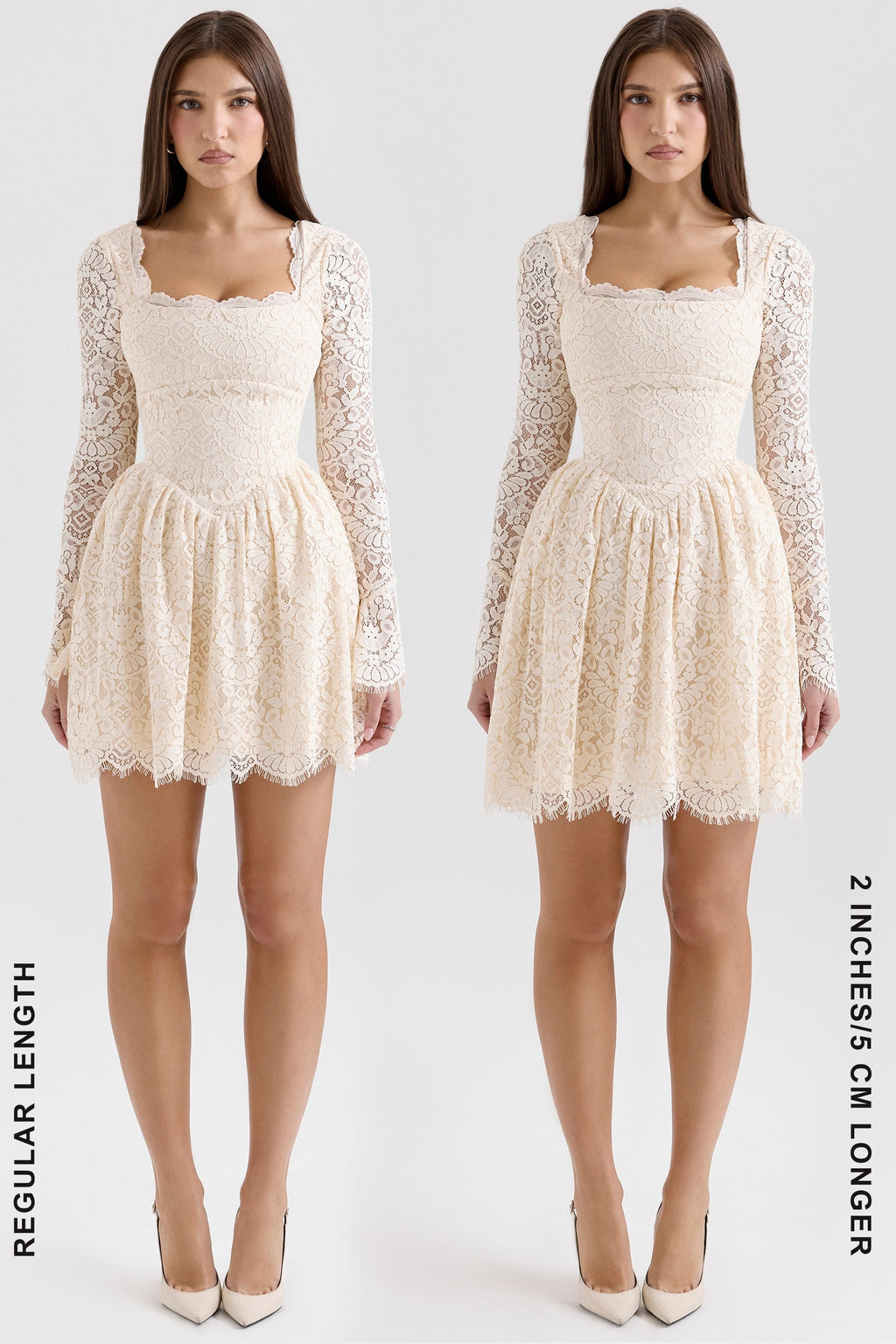 cream lace long sleeve mini dress