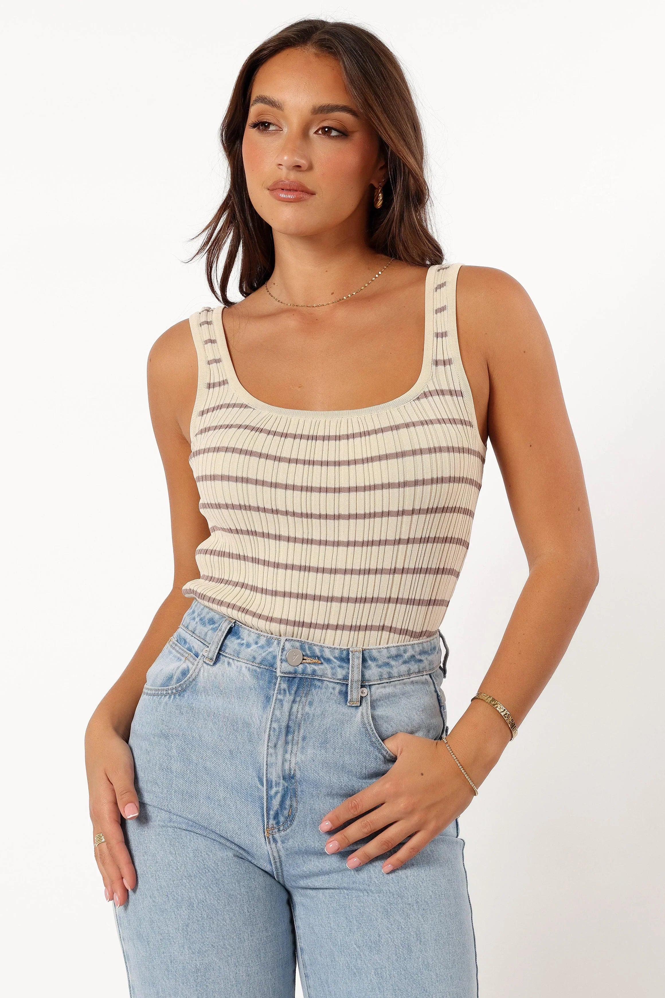 Milla Knit Top - Cream Mocha