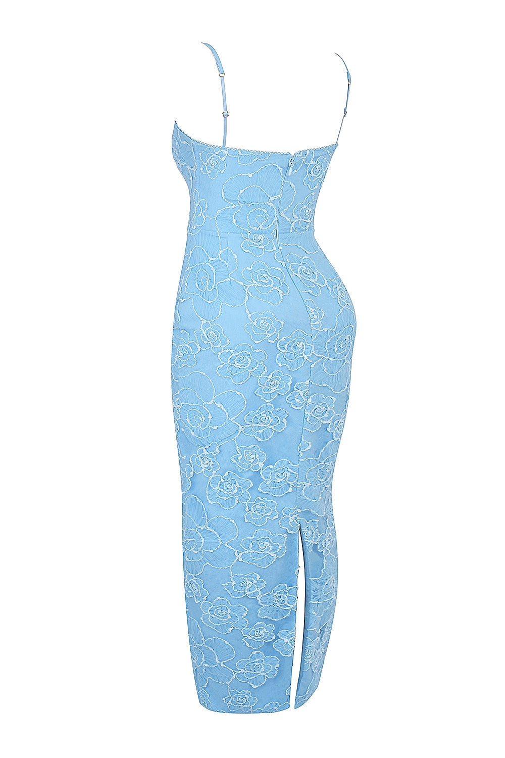 tuscan blue embroidered floral maxi dress