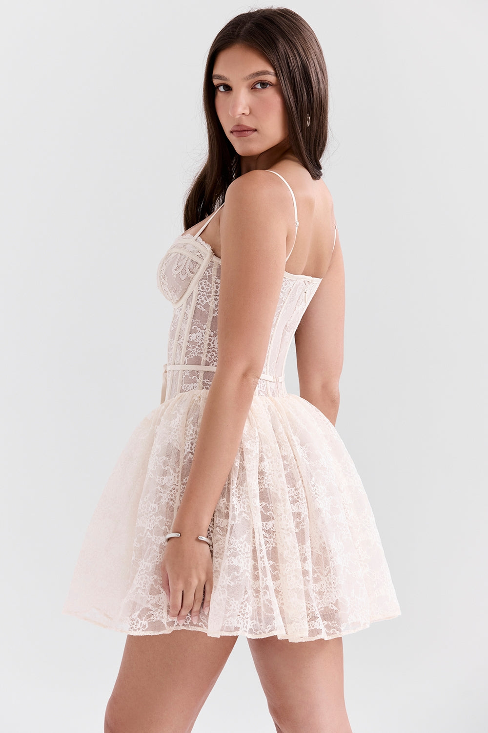 vintage cream lace mini dress