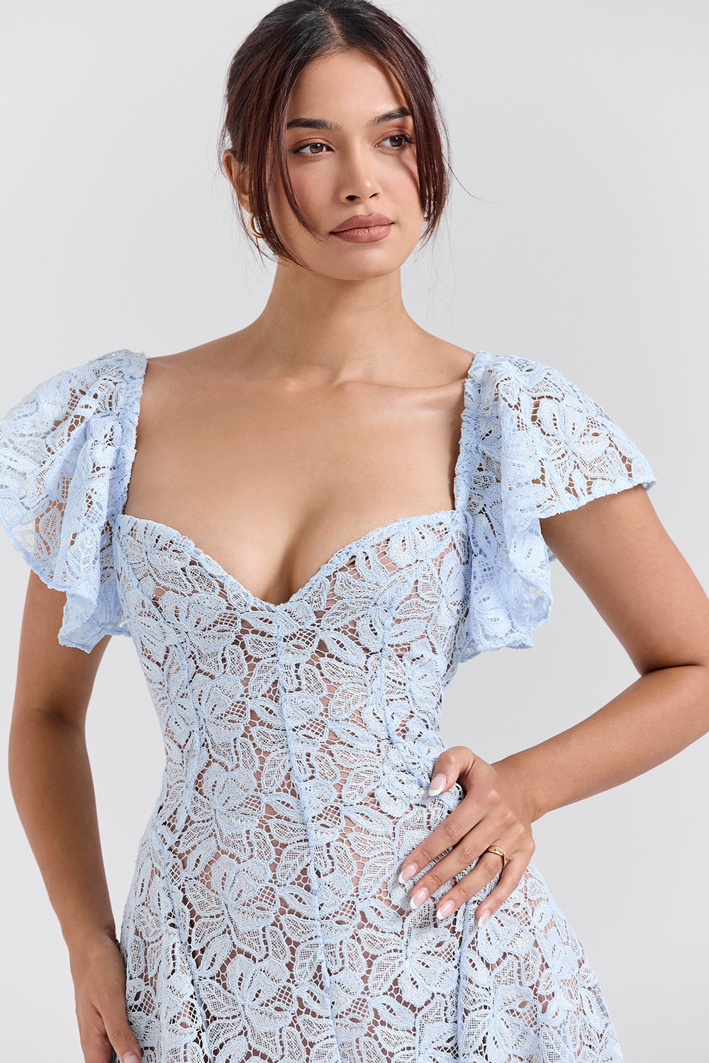 bluebell floral lace midi dress