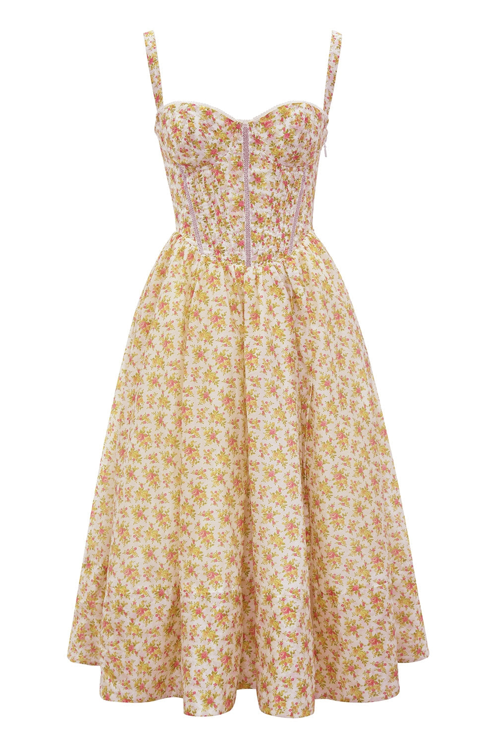 royal rose print corset midi sundress