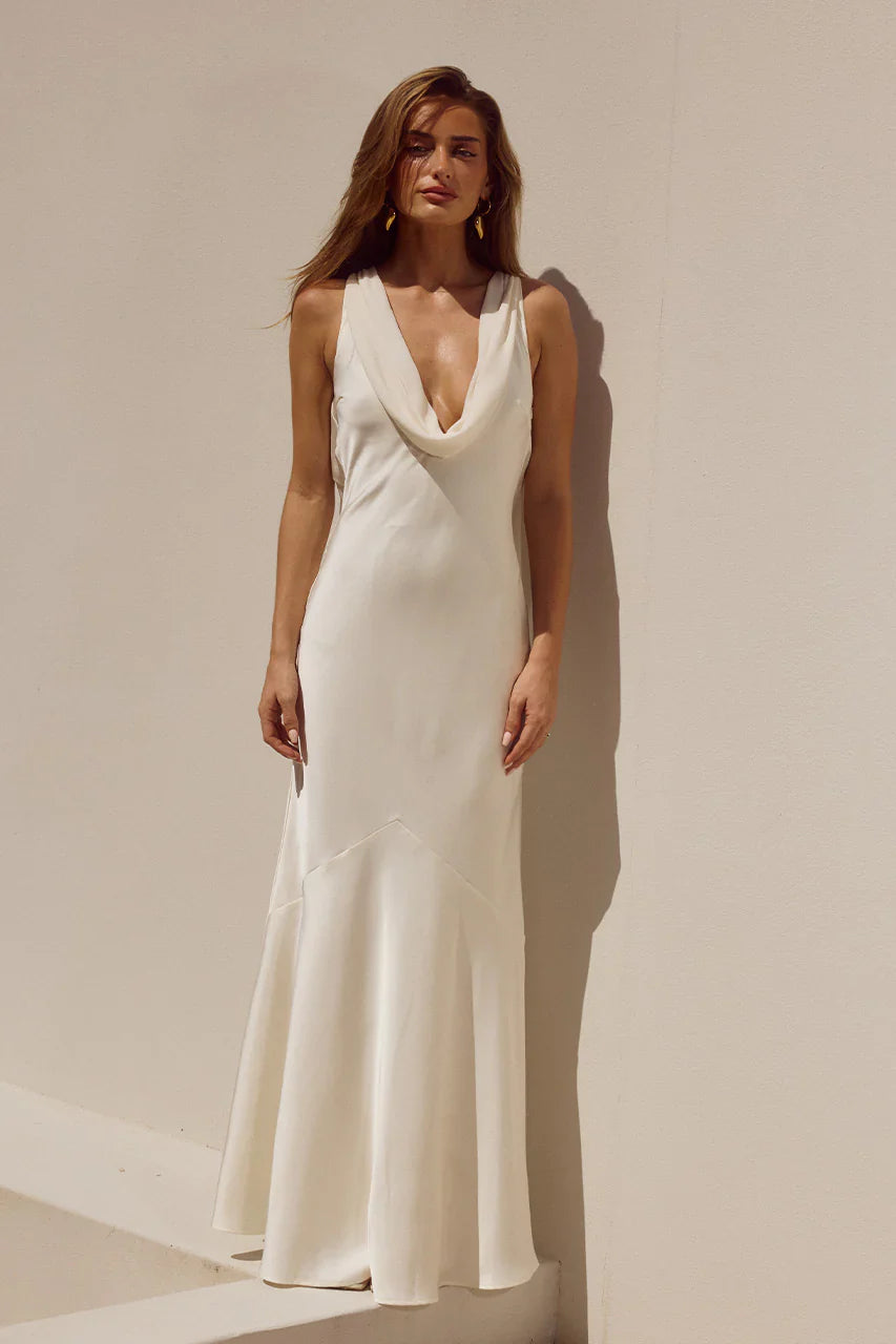 GABRIELLA COWL MAXI DRESS - IVORY