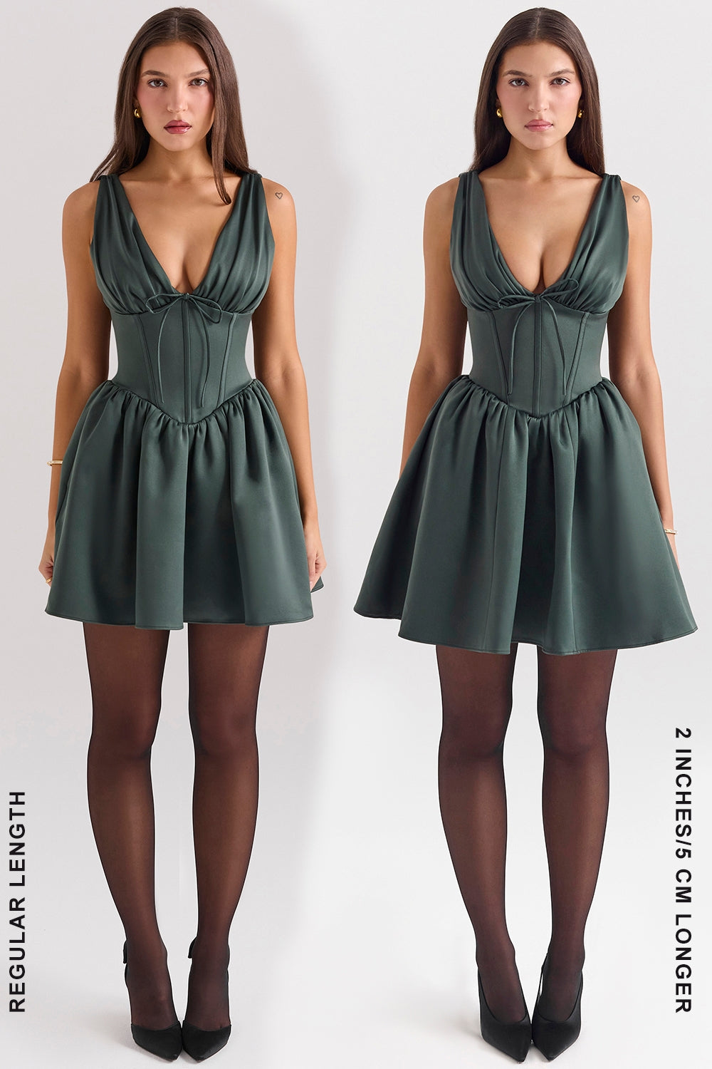 forest green satin mini dress