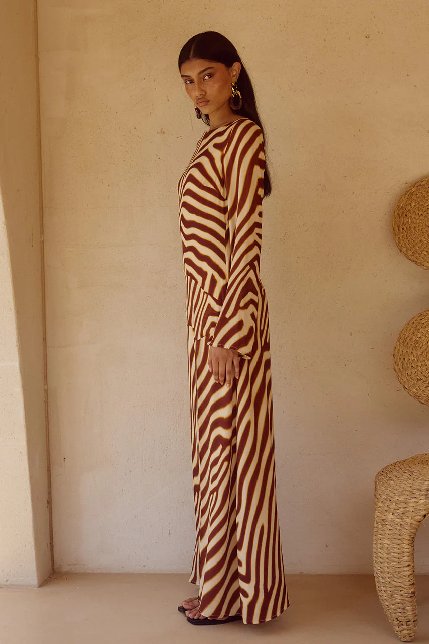 MONTIE SLEEVED MAXI DRESS - MONTIE CHOC