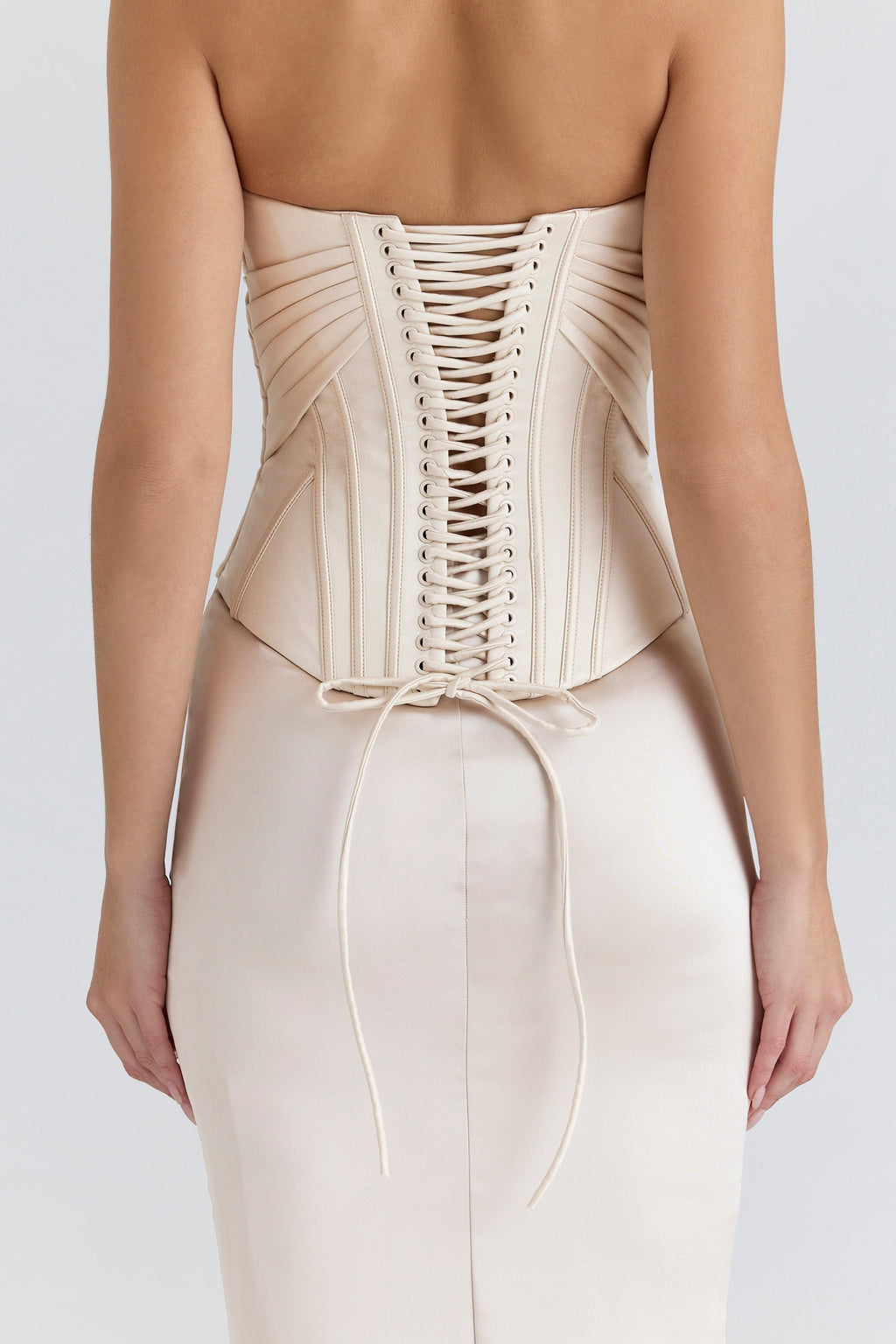 ivory satin corset maxi gown - limited edition