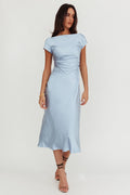 Loveland Cap Sleeve Cowl Back Midi Dress Baby Blue