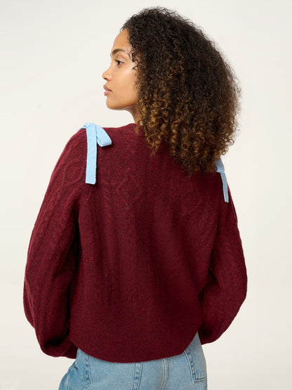 Eugina Cardigan in Merlot