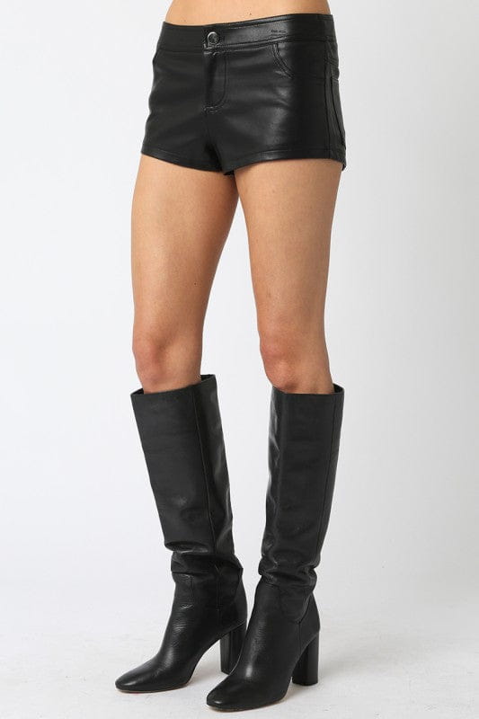 Hot Streak Micro Mini Vegan Leather Shorts - Black