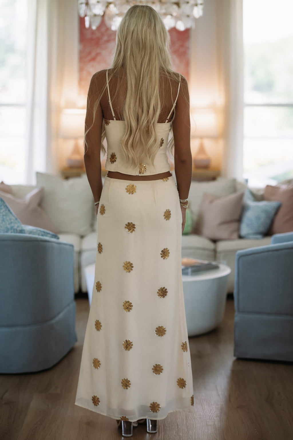 All That Glitters Maxi Skirt - Cream