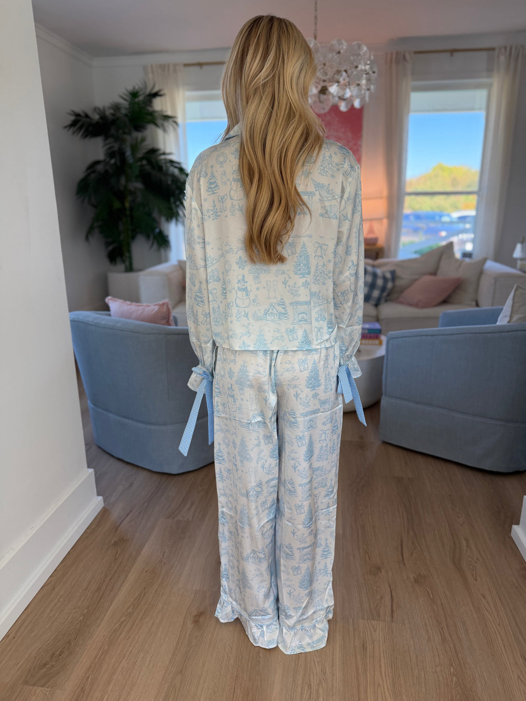 Jingle Dreams Pajama Pant and Top Set - Light Blue